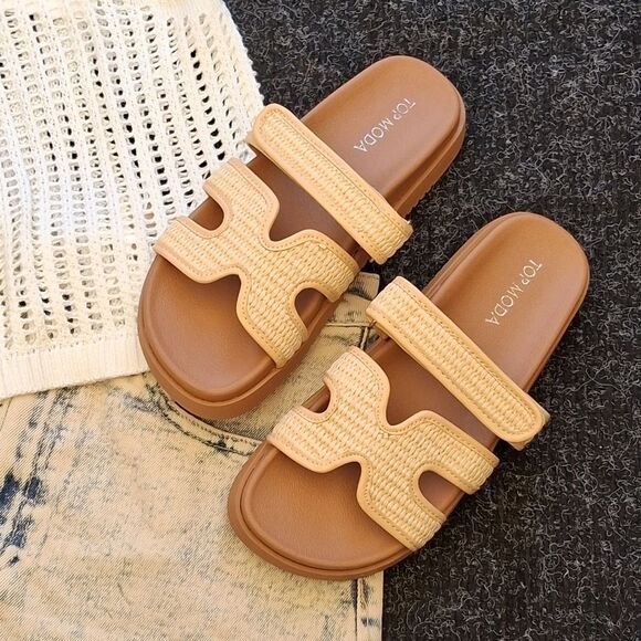 🆕️The Tulum// Raffia Slide Sandals - Picture 1 of 4